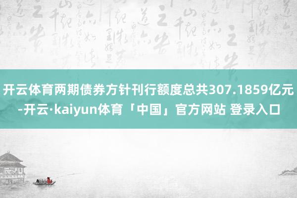 开云体育两期债券方针刊行额度总共307.1859亿元-开云·kaiyun体育「中国」官方网站 登录入口