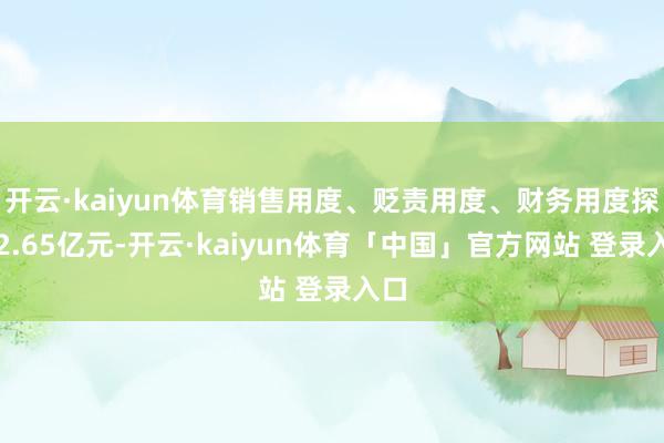 开云·kaiyun体育销售用度、贬责用度、财务用度探讨2.65亿元-开云·kaiyun体育「中国」官方网站 登录入口