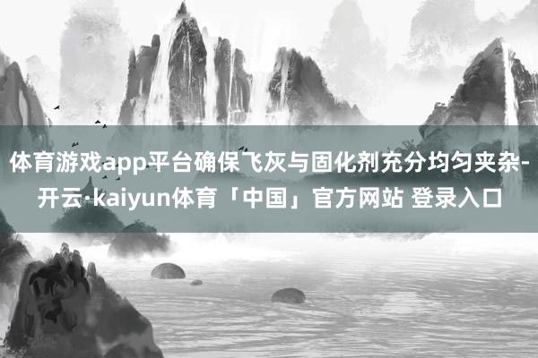 体育游戏app平台确保飞灰与固化剂充分均匀夹杂-开云·kaiyun体育「中国」官方网站 登录入口
